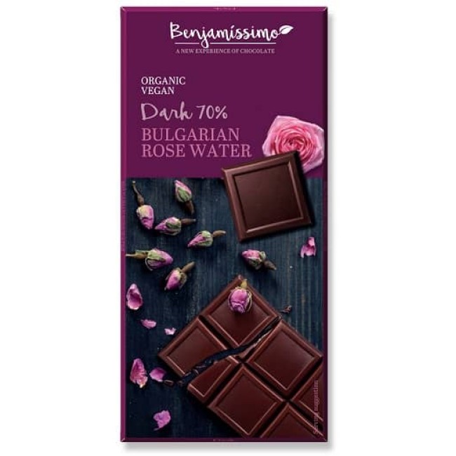 Ciocolata cu apa de trandafir bio 70g Benjamissimo